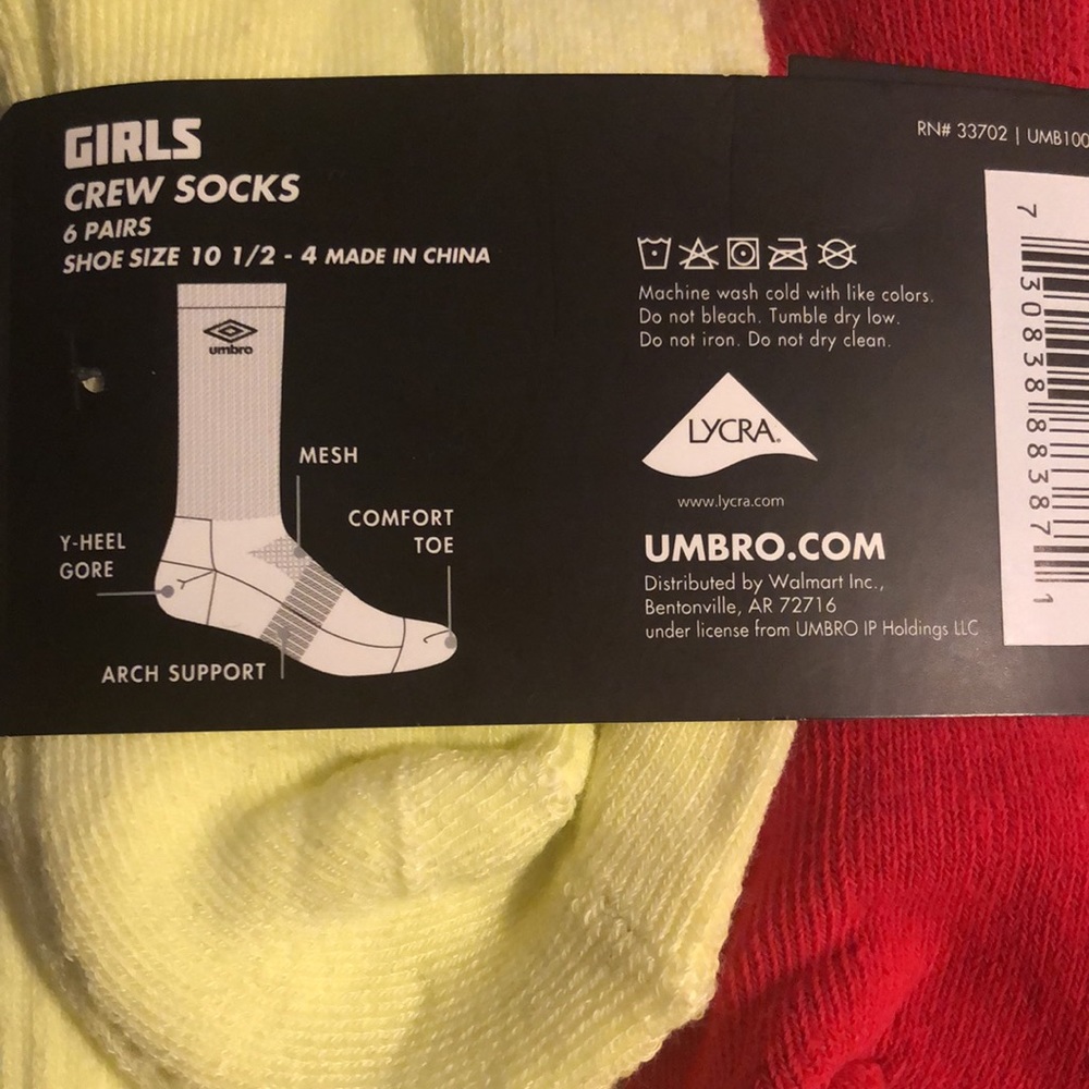 Umbro Crew Socks 6 Pack - Picture 4 of 4